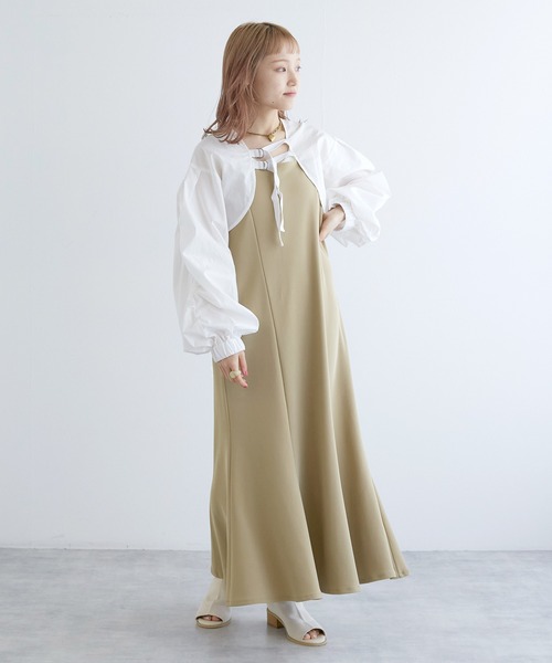 w closet(ダブルクローゼット)の「【SETアイテム】ハーフジップメッシュニット&キャミワンピース(ワンピース・レディース・オフホワイト/カーキ/ブラック・FREE)」の14枚目の写真