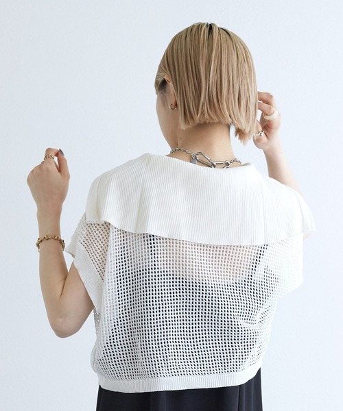 w closet(ダブルクローゼット)の「【SETアイテム】ハーフジップメッシュニット&キャミワンピース(ワンピース・レディース・オフホワイト/カーキ/ブラック・FREE)」の15枚目の写真