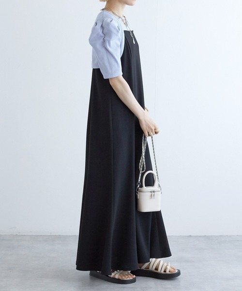 w closet(ダブルクローゼット)の「【SETアイテム】ハーフジップメッシュニット&キャミワンピース(ワンピース・レディース・オフホワイト/カーキ/ブラック・FREE)」の16枚目の写真