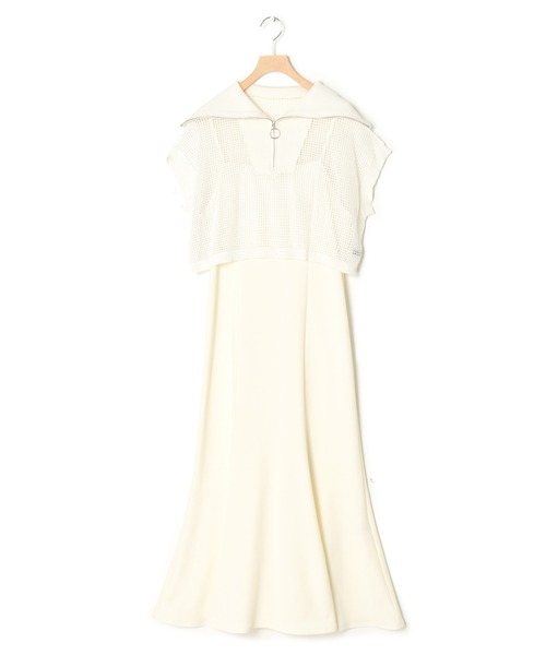 w closet(ダブルクローゼット)の「【SETアイテム】ハーフジップメッシュニット&キャミワンピース(ワンピース・レディース・オフホワイト/カーキ/ブラック・FREE)」の10枚目の写真