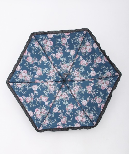axes femme（アクシーズファム）の「ローズ柄晴雨兼用折傘（折りたたみ傘・レディース・ネイビー/キナリ・FREE）」の21枚目の写真