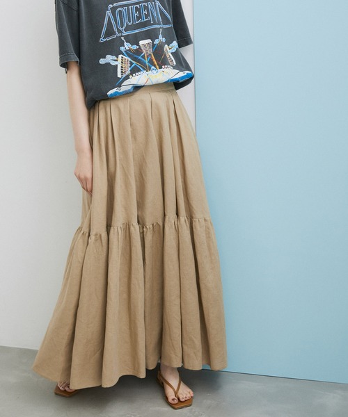 ADAM ET ROPE'(アダムエロペ)の「【WEB限定(一部店舗展開あり)】リネンフレアスカート(スカート・レディース・ブラック/ベージュ/ピンク/ブルー・FREE)」の3枚目の写真