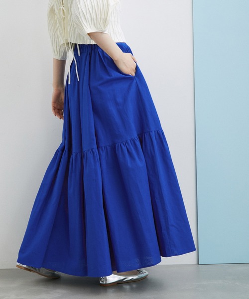 ADAM ET ROPE'(アダムエロペ)の「【WEB限定(一部店舗展開あり)】リネンフレアスカート(スカート・レディース・ブラック/ベージュ/ピンク/ブルー・FREE)」の4枚目の写真