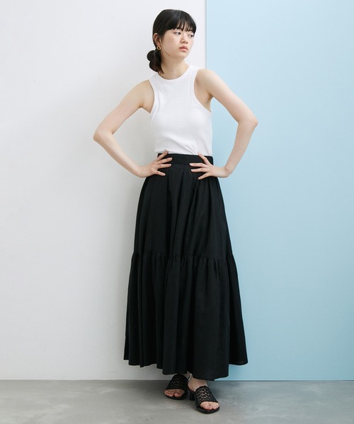 ADAM ET ROPE'(アダムエロペ)の「【WEB限定(一部店舗展開あり)】リネンフレアスカート(スカート・レディース・ブラック/ベージュ/ピンク/ブルー・FREE)」の14枚目の写真