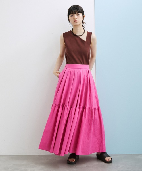 ADAM ET ROPE'(アダムエロペ)の「【WEB限定(一部店舗展開あり)】リネンフレアスカート(スカート・レディース・ブラック/ベージュ/ピンク/ブルー・FREE)」の5枚目の写真