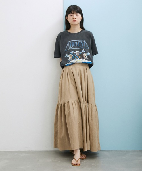 ADAM ET ROPE'(アダムエロペ)の「【WEB限定(一部店舗展開あり)】リネンフレアスカート(スカート・レディース・ブラック/ベージュ/ピンク/ブルー・FREE)」の7枚目の写真