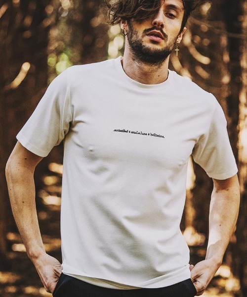 NO ID.(ノーアイディ)の「mt8392-エンブロイダリーメッセージC-N-T Tシャツ(Tシャツ/カットソー・メンズ・ライトベージュ/ブラック/ホワイト・02/01)」の13枚目の写真