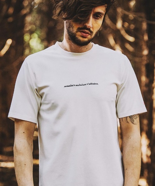 NO ID.(ノーアイディ)の「mt8392-エンブロイダリーメッセージC-N-T Tシャツ(Tシャツ/カットソー・メンズ・ライトベージュ/ブラック/ホワイト・02/01)」の21枚目の写真