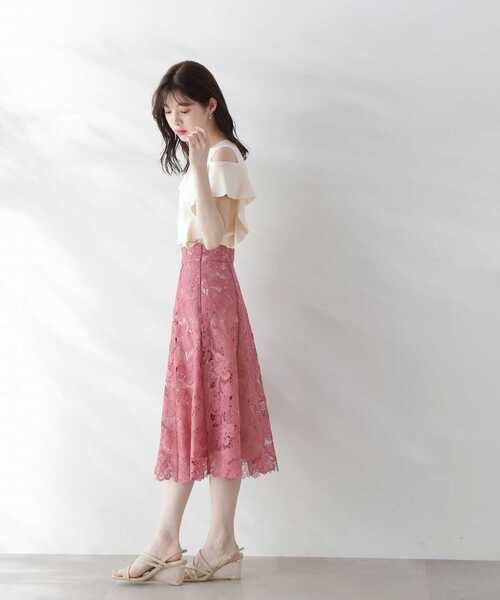 PROPORTION BODY DRESSING(プロポーションボディドレッシング)の「メッシュフラワーケミカルレースフレアスカート(スカート・レディース・ネイビー/オフホワイト/ピンク・SMALL/MEDIUM/X-SMALL)」の14枚目の写真