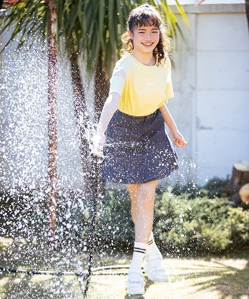 pom ponette junior(ポンポネットジュニア)の「フレアスリーブシアー切替Tシャツ(Tシャツ/カットソー・キッズ・レモンイエロー/ホワイト・M/LL/L)」の10枚目の写真