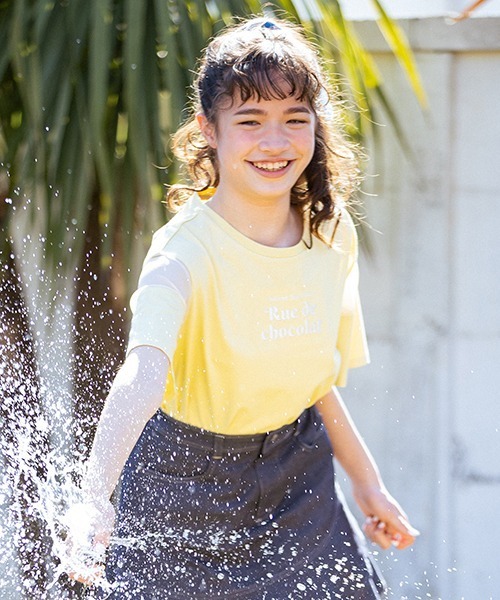 pom ponette junior(ポンポネットジュニア)の「フレアスリーブシアー切替Tシャツ(Tシャツ/カットソー・キッズ・レモンイエロー/ホワイト・M/LL/L)」の11枚目の写真