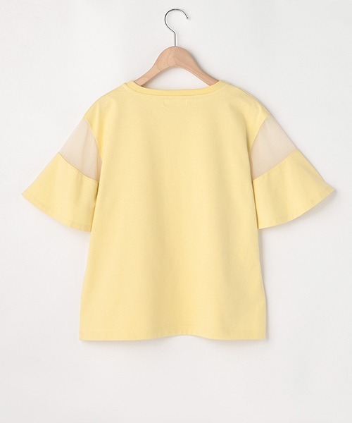 pom ponette junior(ポンポネットジュニア)の「フレアスリーブシアー切替Tシャツ(Tシャツ/カットソー・キッズ・レモンイエロー/ホワイト・M/LL/L)」の9枚目の写真