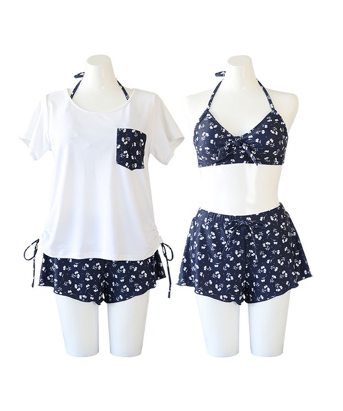 小花柄ホルタービキニ3点セット（水着）｜Lace Ladies（レース