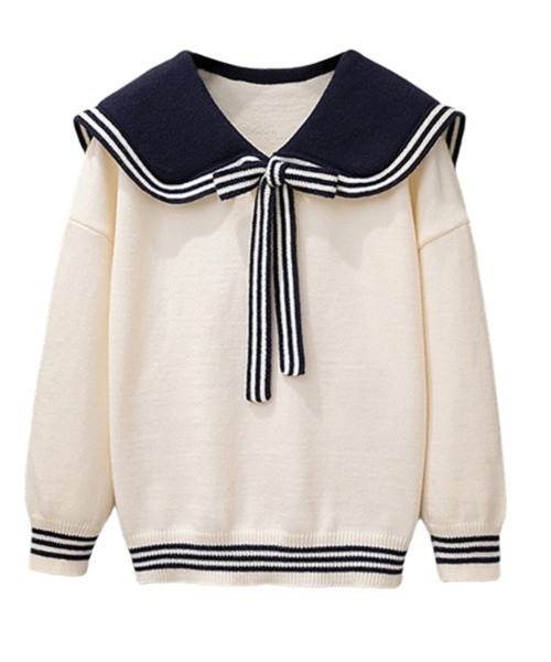 BiColor Sailor Collar Knitwear（ニット/セーター）｜LA POMME petit（ラポミ・プチ）のファッション