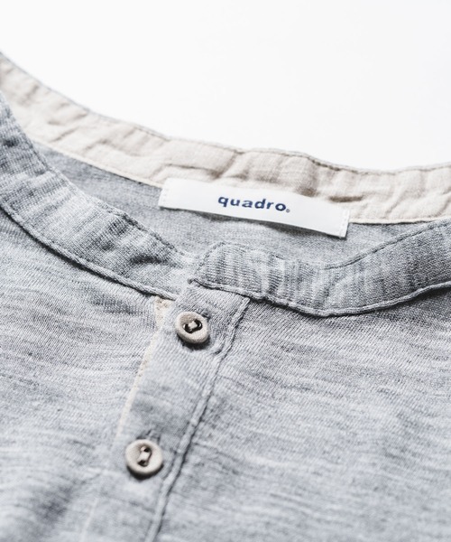 quadro(クオドロ)の「ラミーナイロン撚杢天竺6分袖ヘンリーネックプルオーバー(Tシャツ/カットソー・レディース・ブルー/ダークネイビー/グレー/ベージュ・FREE)」の22枚目の写真