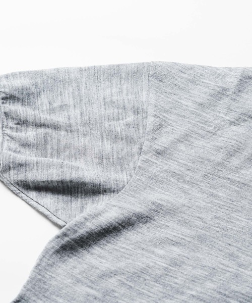 quadro(クオドロ)の「ラミーナイロン撚杢天竺6分袖ヘンリーネックプルオーバー(Tシャツ/カットソー・レディース・ブルー/ダークネイビー/グレー/ベージュ・FREE)」の16枚目の写真