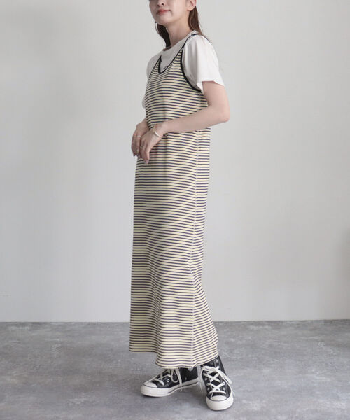 fredy emue（フレディエミュ）の「ボーダーロングキャミワンピース（ワンピース・レディース・ホワイト系その他/パープル系その他/ピンク系その他/グレー系その他・38）」の15枚目の写真
