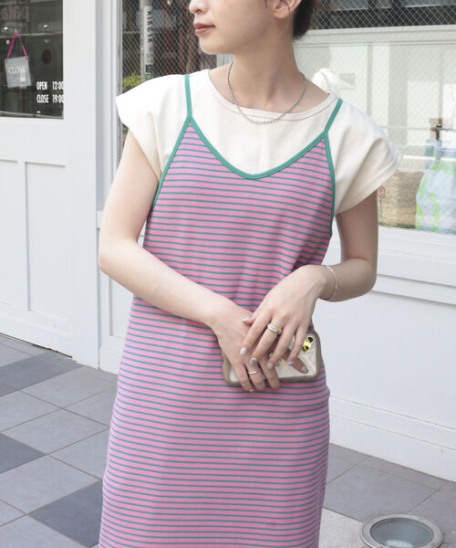 fredy emue（フレディエミュ）の「ボーダーロングキャミワンピース（ワンピース・レディース・ホワイト系その他/パープル系その他/ピンク系その他/グレー系その他・38）」の7枚目の写真