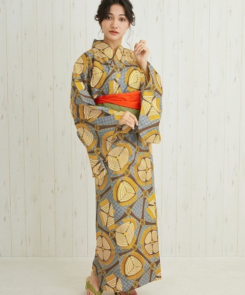 チチカカ（チチカカ）の「Shanti Shanti アフリカンプレーン浴衣セット【WEB限定】（浴衣・レディース・ターコイズブルー/レッド/オレンジ/ライトグリーン/マスタード・FREE）」の3枚目の写真
