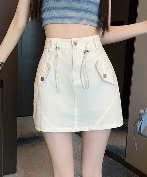 SPIGA（スピーガ）の「ストッパーコードミニスカート（スカート・レディース・ベージュ/ブラック/ホワイト・SMALL/MEDIUM）」の5枚目の写真