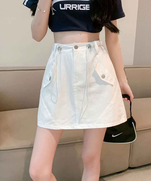 SPIGA（スピーガ）の「ストッパーコードミニスカート（スカート・レディース・ベージュ/ブラック/ホワイト・SMALL/MEDIUM）」の13枚目の写真