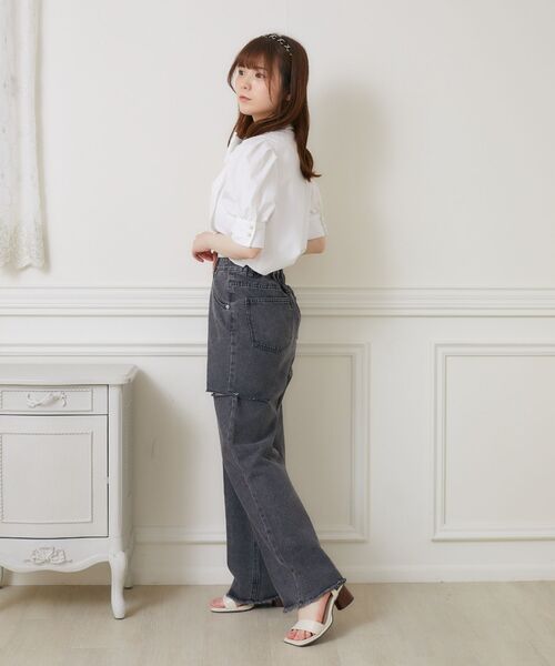 ems excite(エムズエキサイト)の「パール釦ボウタイBL(シャツ/ブラウス・レディース・ブルー/ブルー系その他/ホワイト・FREE)」の18枚目の写真