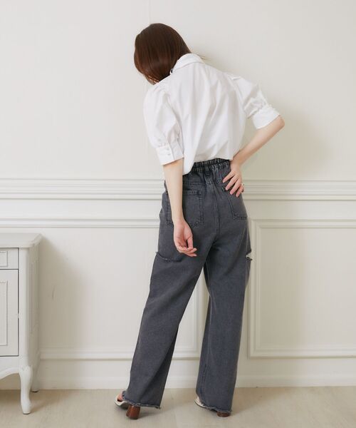 ems excite(エムズエキサイト)の「パール釦ボウタイBL(シャツ/ブラウス・レディース・ブルー/ブルー系その他/ホワイト・FREE)」の4枚目の写真