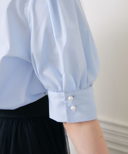 ems excite(エムズエキサイト)の「パール釦ボウタイBL(シャツ/ブラウス・レディース・ブルー/ブルー系その他/ホワイト・FREE)」の6枚目の写真