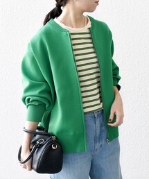 【WEB限定】〈洗濯機可能〉ジップアップ ニット ブルゾン カーディガン