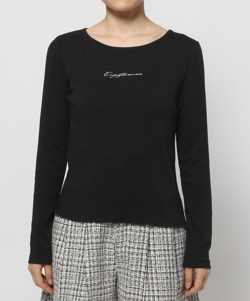 mysty woman（ミスティウーマン）の「刺繍ロゴテレコプルオーバー　978462（Tシャツ/カットソー・レディース・ブラック/ベージュ/グレイッシュブルー・FREE）」の11枚目の写真