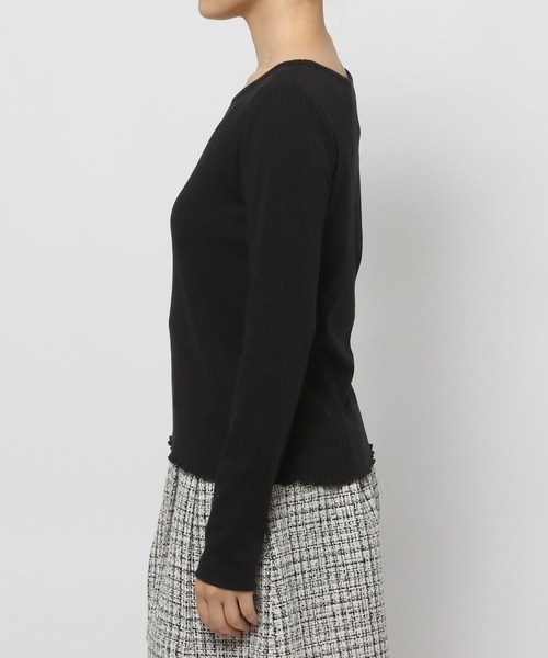 mysty woman（ミスティウーマン）の「刺繍ロゴテレコプルオーバー　978462（Tシャツ/カットソー・レディース・ブラック/ベージュ/グレイッシュブルー・FREE）」の12枚目の写真