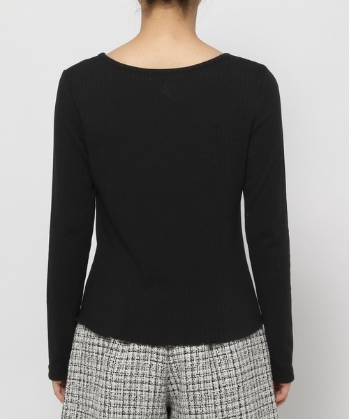 mysty woman（ミスティウーマン）の「刺繍ロゴテレコプルオーバー　978462（Tシャツ/カットソー・レディース・ブラック/ベージュ/グレイッシュブルー・FREE）」の13枚目の写真