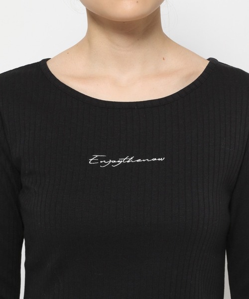 mysty woman（ミスティウーマン）の「刺繍ロゴテレコプルオーバー　978462（Tシャツ/カットソー・レディース・ブラック/ベージュ/グレイッシュブルー・FREE）」の14枚目の写真