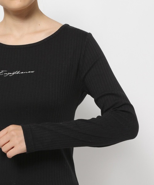 mysty woman（ミスティウーマン）の「刺繍ロゴテレコプルオーバー　978462（Tシャツ/カットソー・レディース・ブラック/ベージュ/グレイッシュブルー・FREE）」の15枚目の写真