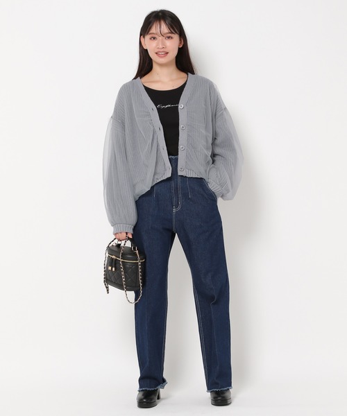 mysty woman（ミスティウーマン）の「刺繍ロゴテレコプルオーバー　978462（Tシャツ/カットソー・レディース・ブラック/ベージュ/グレイッシュブルー・FREE）」の4枚目の写真