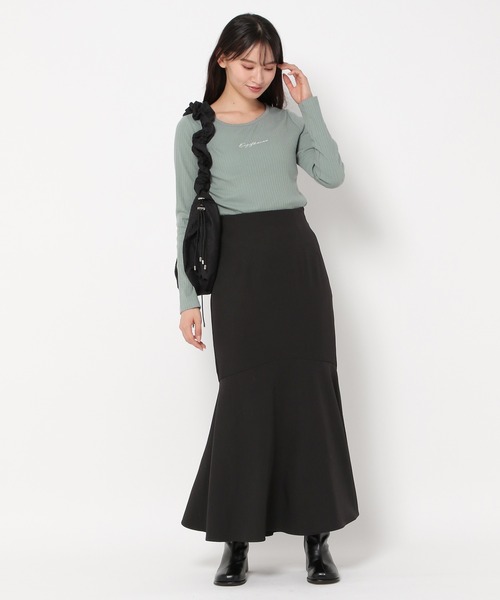 mysty woman（ミスティウーマン）の「刺繍ロゴテレコプルオーバー　978462（Tシャツ/カットソー・レディース・ブラック/ベージュ/グレイッシュブルー・FREE）」の6枚目の写真