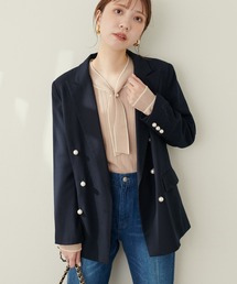 WEB限定 / パール付きボウタイバイカラーニット