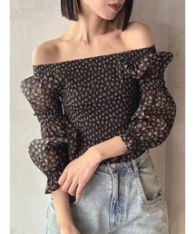 EMODA | 2WAY SHEER SHIRRING TOP(Tシャツ/カットソー)