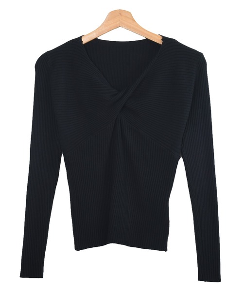 Felt-Maglietta（フェルトマリエッタ）の「ツイストネック長袖リブニット（ニット/セーター・レディース・ブラック/ホワイト・FREE）」の13枚目の写真