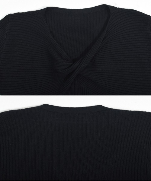 Felt-Maglietta（フェルトマリエッタ）の「ツイストネック長袖リブニット（ニット/セーター・レディース・ブラック/ホワイト・FREE）」の15枚目の写真