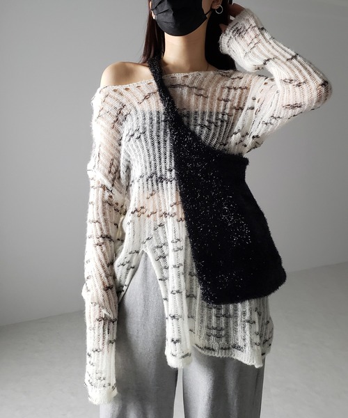 セール】【 4color 】ラメシャギーニットトートバッグ（トートバッグ