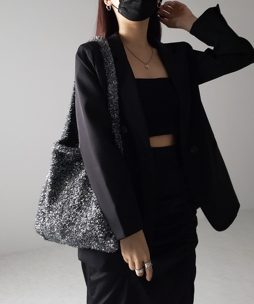 me+em select（ミームセレクト）の「※※【 ４color 】ラメシャギーニットトートバッグ（トートバッグ・レディース・ブラック/チャコールグレー/グレー/ブルー・FREE）」の18枚目の写真