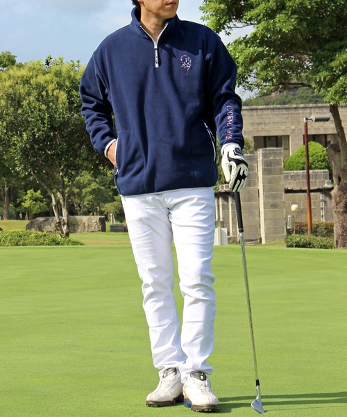 セール】ゴルフウェア ハーフジップ フリースジャケット トレーナー