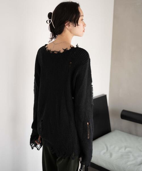 WEGO（ウィゴー）の「WEGO/ダメージニットプルオーバー（ニット/セーター・レディース・グレー/ブラック・FREE）」の17枚目の写真