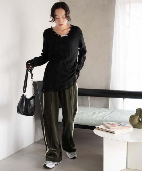 WEGO（ウィゴー）の「WEGO/ダメージニットプルオーバー（ニット/セーター・レディース・グレー/ブラック・FREE）」の14枚目の写真