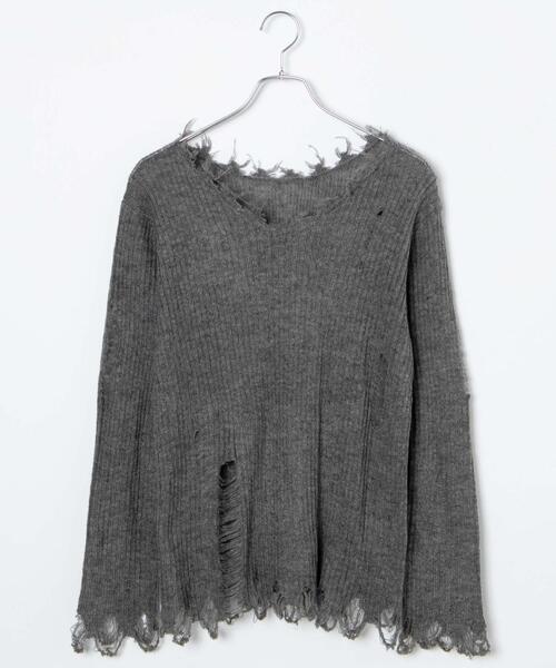 WEGO（ウィゴー）の「WEGO/ダメージニットプルオーバー（ニット/セーター・レディース・グレー/ブラック・FREE）」の18枚目の写真