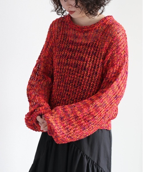cepo（セポ）の「ミックスカラー ダンゾメニット（ニット/セーター・レディース・オレンジ/ブルー・M）」の3枚目の写真