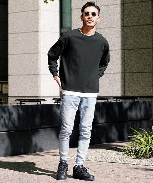 jiggys shop（ジギーズショップ）の「フェイクレイヤード スウェット  トレーナー（スウェット・メンズ・ホワイト/ブラック/チャコール/ベージュ/ブルー系その他/ブルー/グレー系その他・MEDIUM/LARGE/X-LARGE）」の14枚目の写真