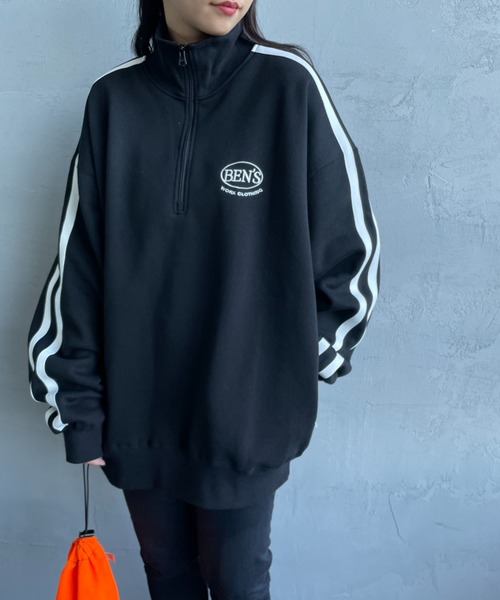 SHOOP NEW DAVIS PULLOVER（フーディハーフジップ）ホワイト BEN DAVIS(ベンデイビス) WALL TAGGING ZIP HOODIE / ロゴ