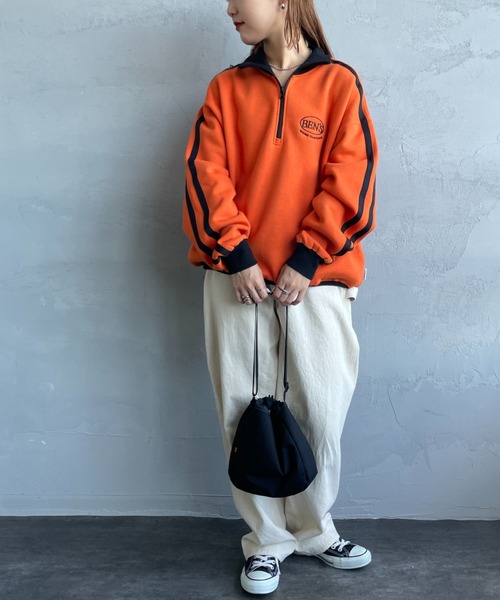 BEN DAVIS（ベンデイビス）の「[BEN DAVIS/ベンデイビス] リブネック ハーフジップスウェット（スウェット・レディース・オフホワイト/ブラック/オレンジ・M/XL/L）」の6枚目の写真